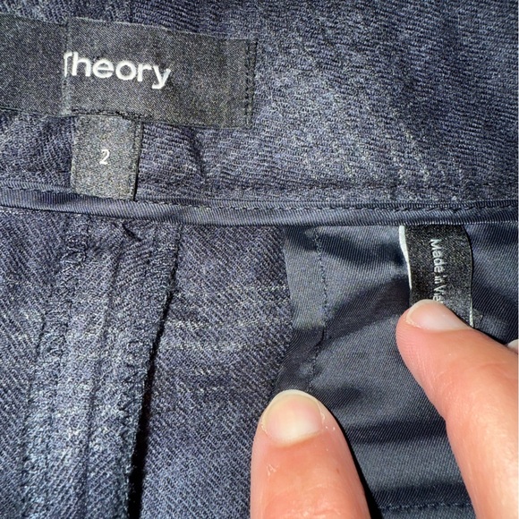 Theory Women’s Plaid Wool Blend Dress Pants Size 2 Blue 29” Inseam - Picture 5 of 5